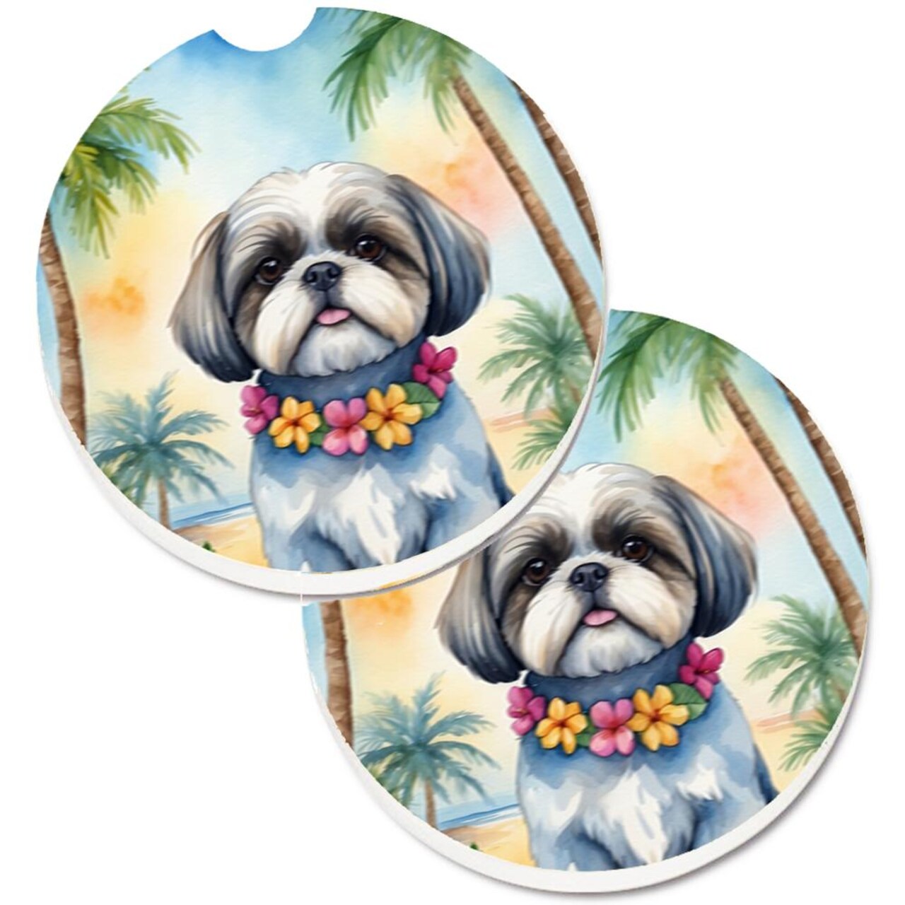 Edge Collections - Multicolor - Beach Scene Car Coasters for Cars Interior
